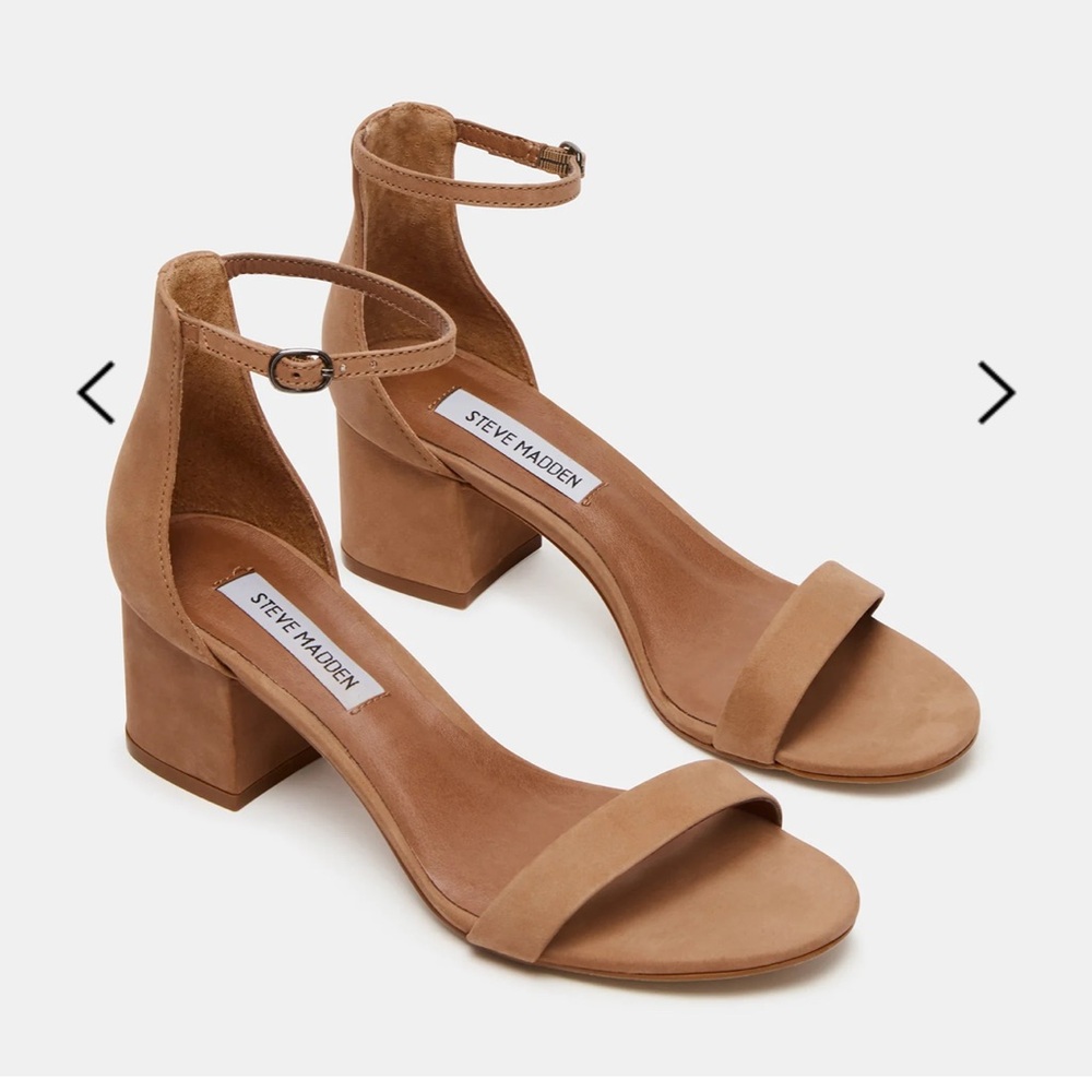 New STEVE MADDEN Tan Leather Block Heel Sandal Women’s size 9.5